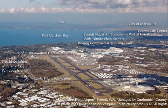 Aerial view of Paine Field Airport looking north.