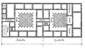 The floor plans from a Greek House - Vitruvius. Peterlewis - wikipedia project - image free to use with no copyright restrictions