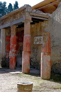 Contrary to popular belief, the Romans liberally used color & brick instead of marble. Herculaneum, Italy.