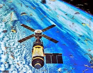 Photo-illustration: David A Johanson — of space debris using a NASA photo of Skylab